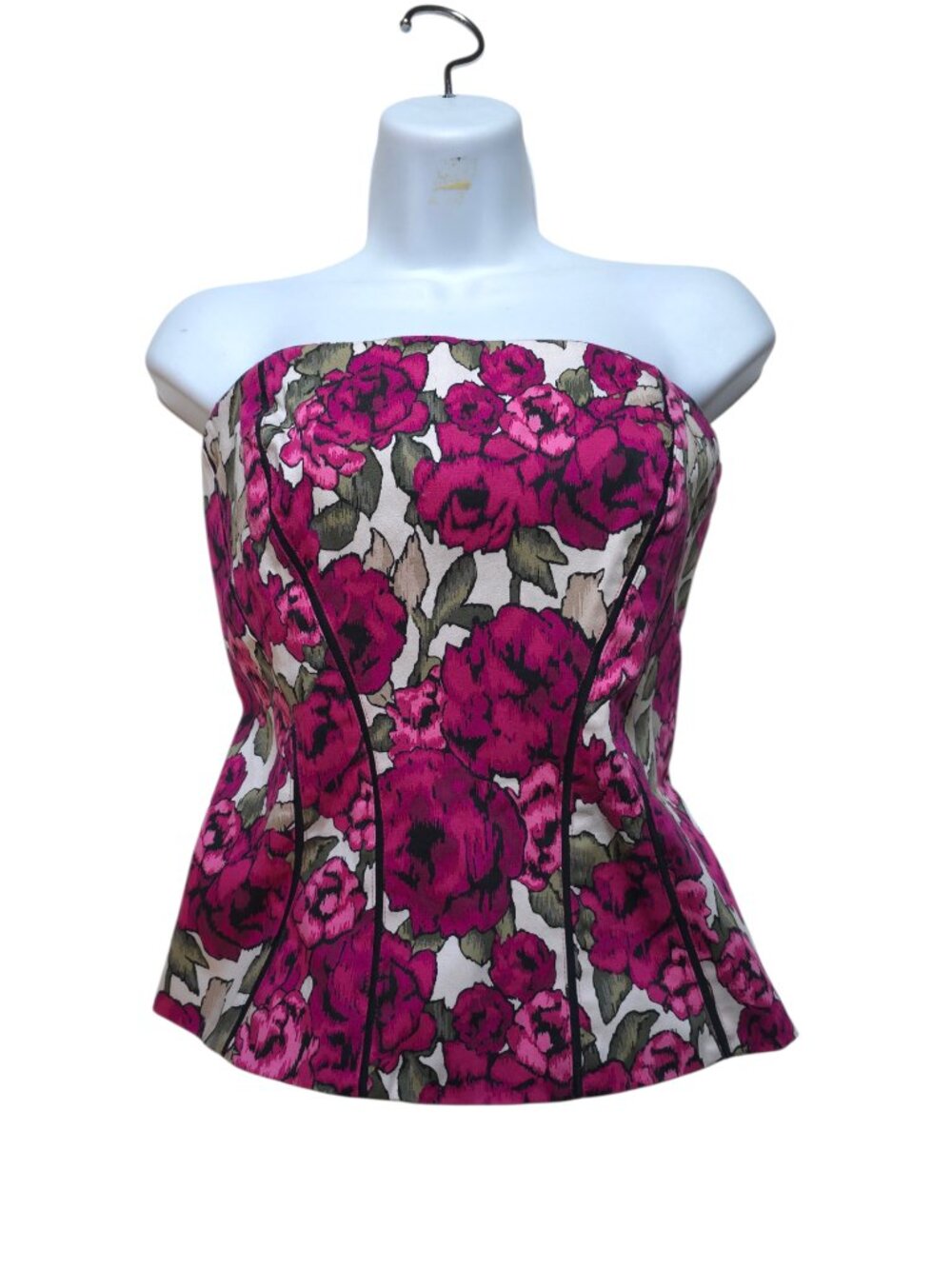 White House Black Market Floral Strapless Corset Bustier Top – Size 14